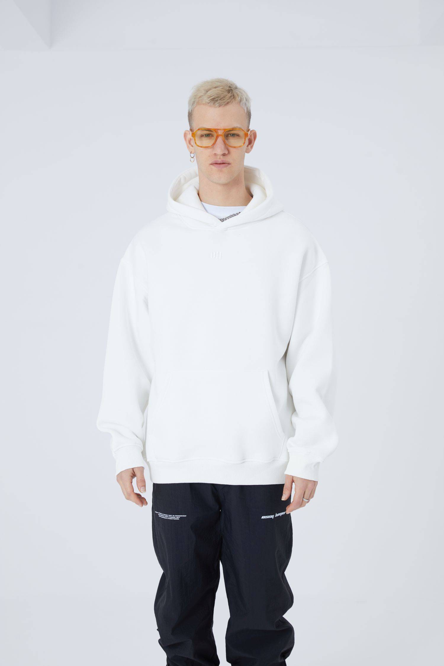 Ossy Homer Oversize Hoodie einfarbig Basic Cotton Premium Herren & Damen Kapuzenpullover Unisex XXL Weiß