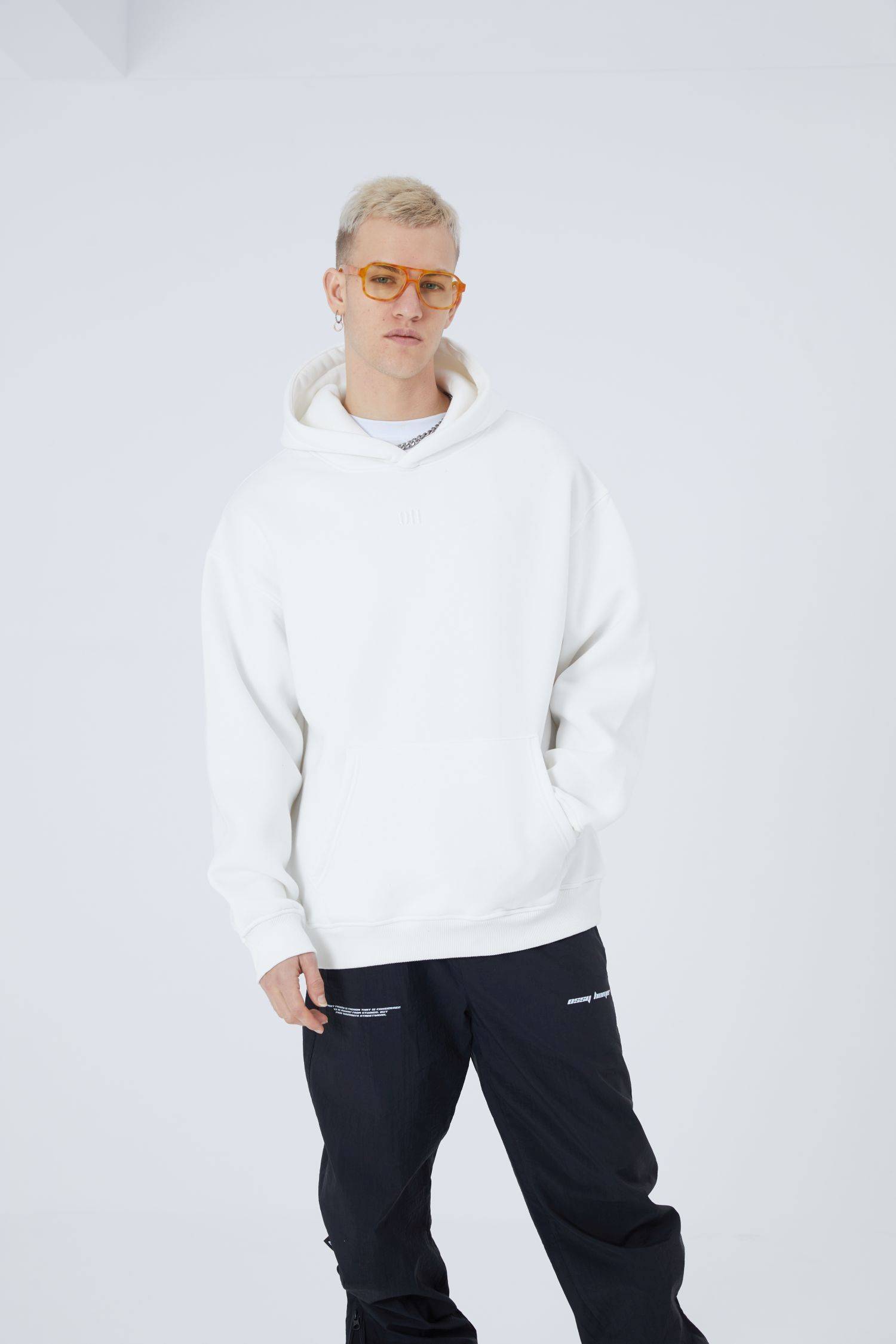 Ossy Homer Oversize Hoodie einfarbig Basic Cotton Premium Herren & Damen Kapuzenpullover Unisex XXL Weiß