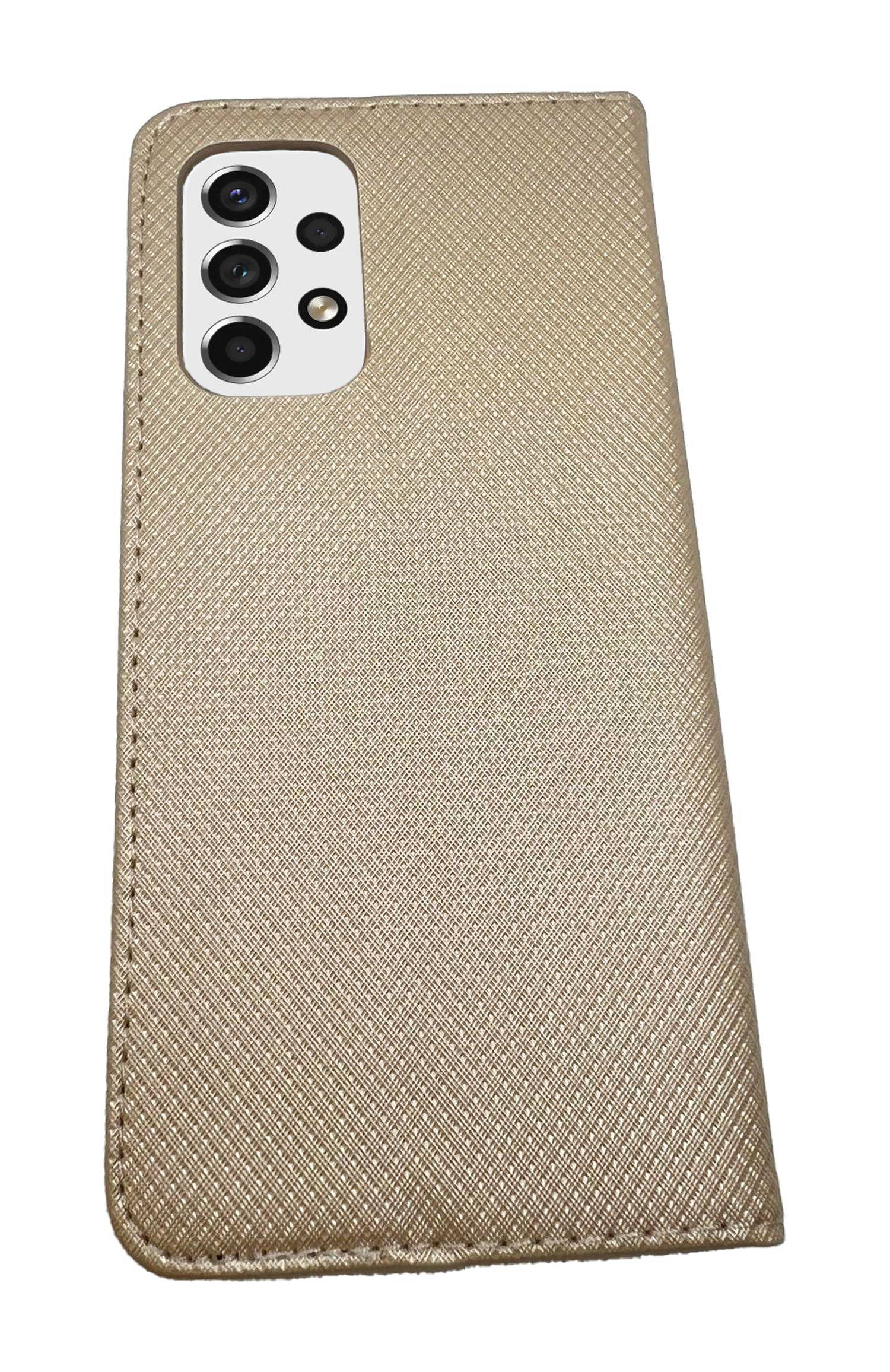 Hülle "Smart" kompatibel mit SAMSUNG GALAXY A54 5G Hülle Brieftasche Schutzhülle mit Standfunktion, Kartenfach Gold