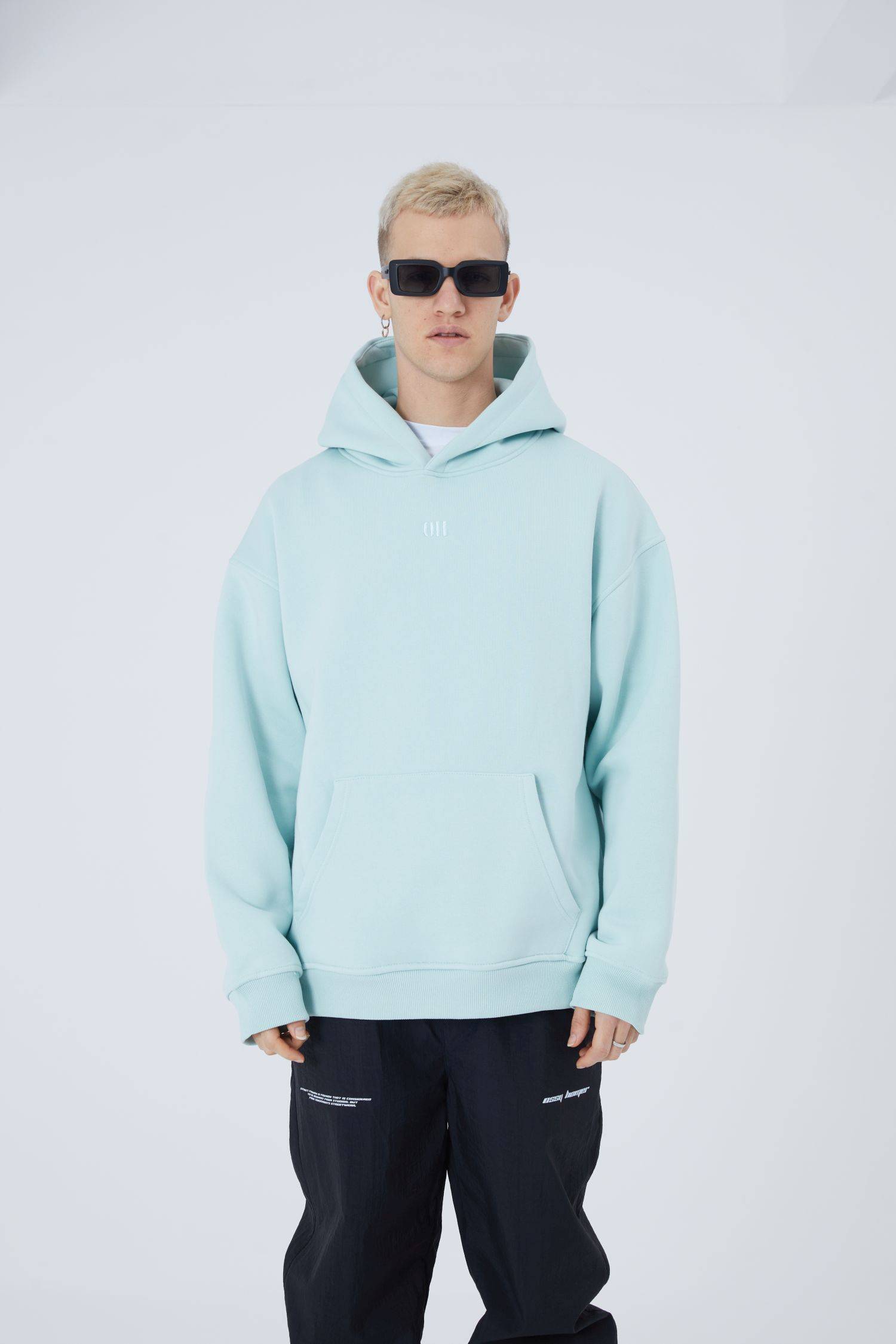 Ossy Homer Oversize Hoodie einfarbig Basic Cotton Premium Herren & Damen Kapuzenpullover Unisex XL Mint