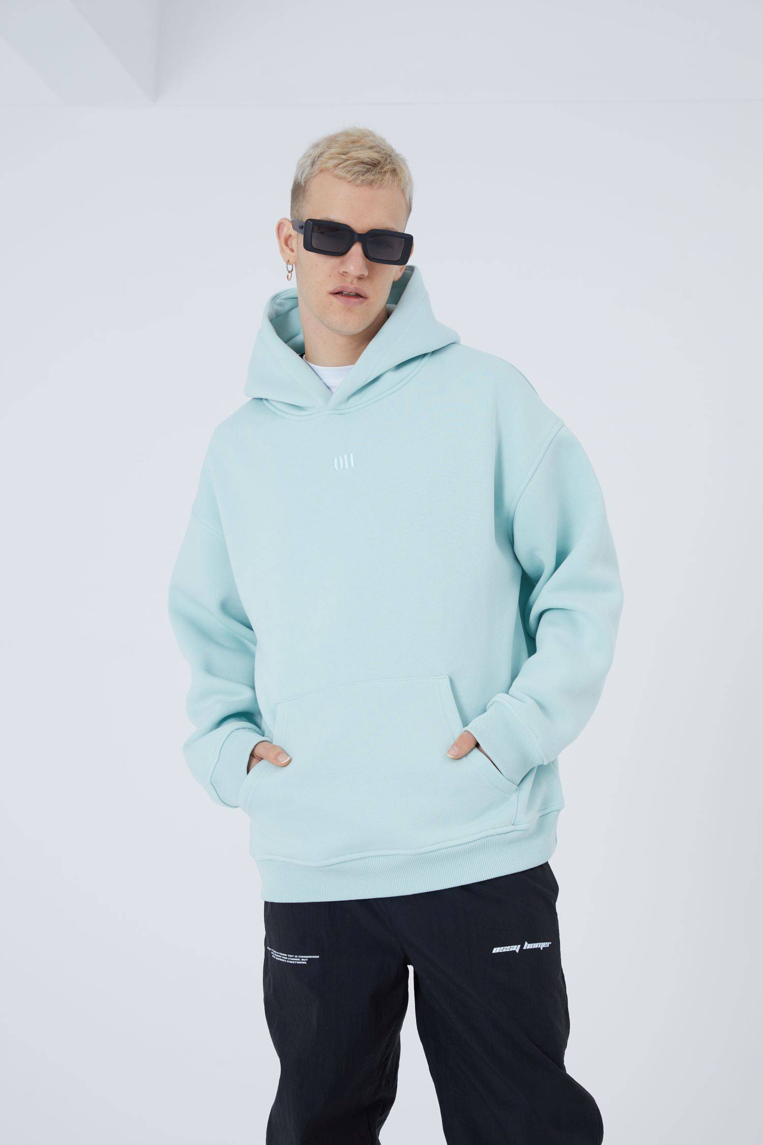 Ossy Homer Oversize Hoodie einfarbig Basic Cotton Premium Herren & Damen Kapuzenpullover Unisex XL Mint