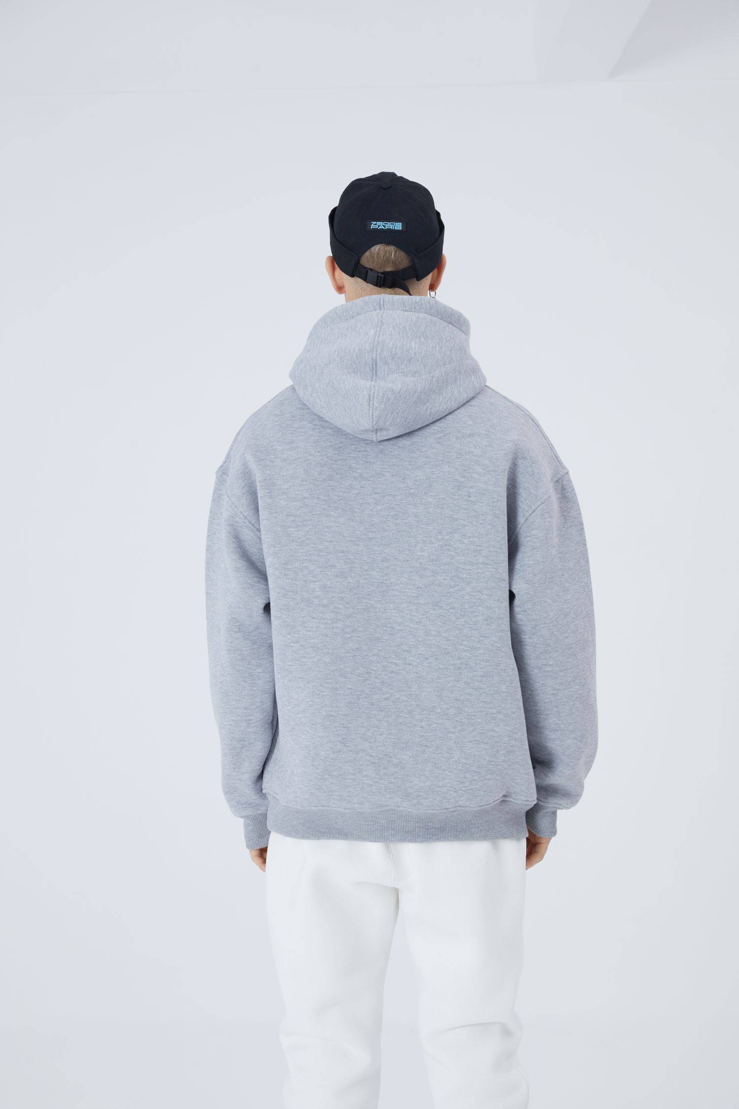 Ossy Homer Oversize Hoodie einfarbig Basic Cotton Premium Herren & Damen Kapuzenpullover Unisex XS Grau Melange