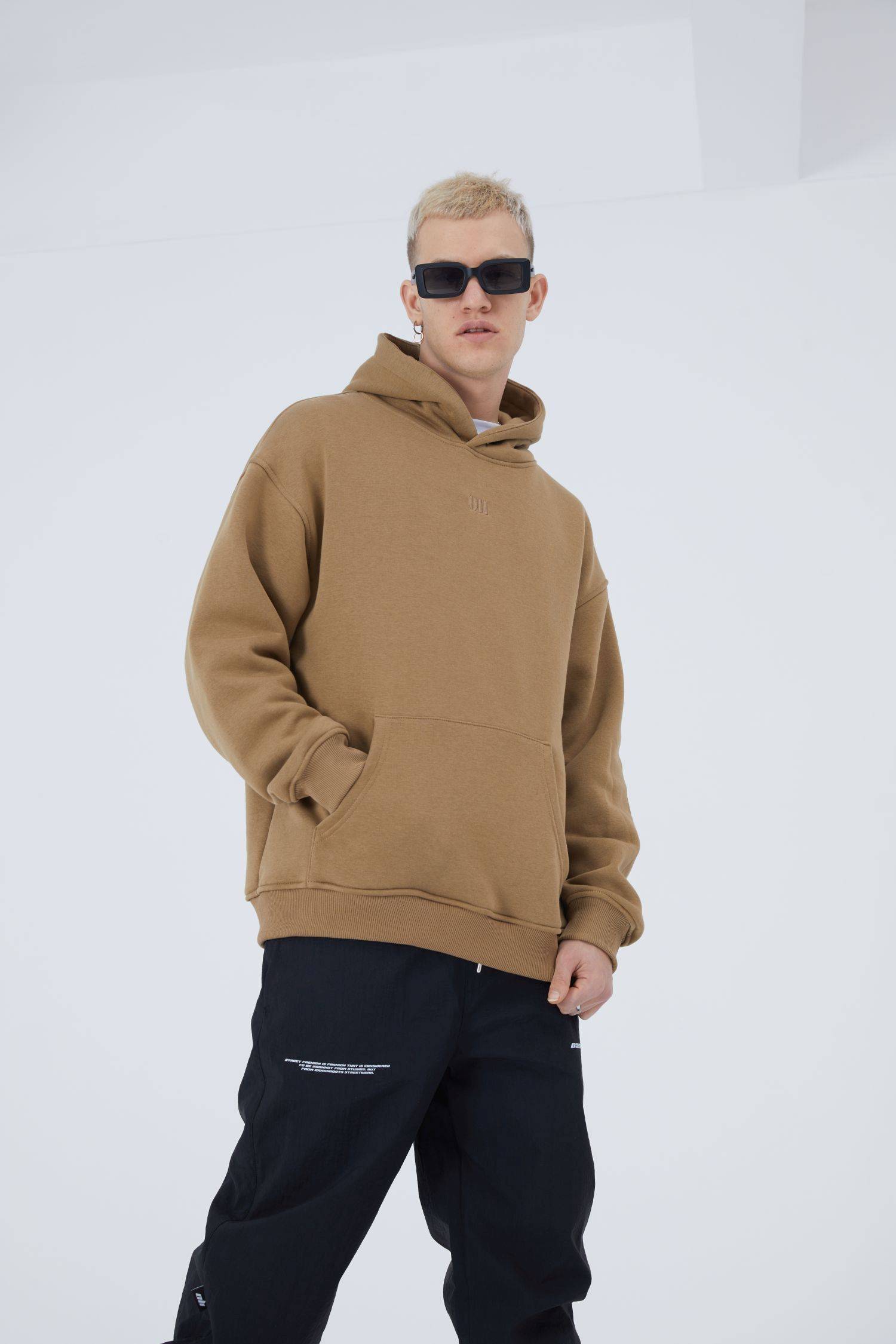 Ossy Homer Oversize Hoodie einfarbig Basic Cotton Premium Herren & Damen Kapuzenpullover Unisex S Cappuccino