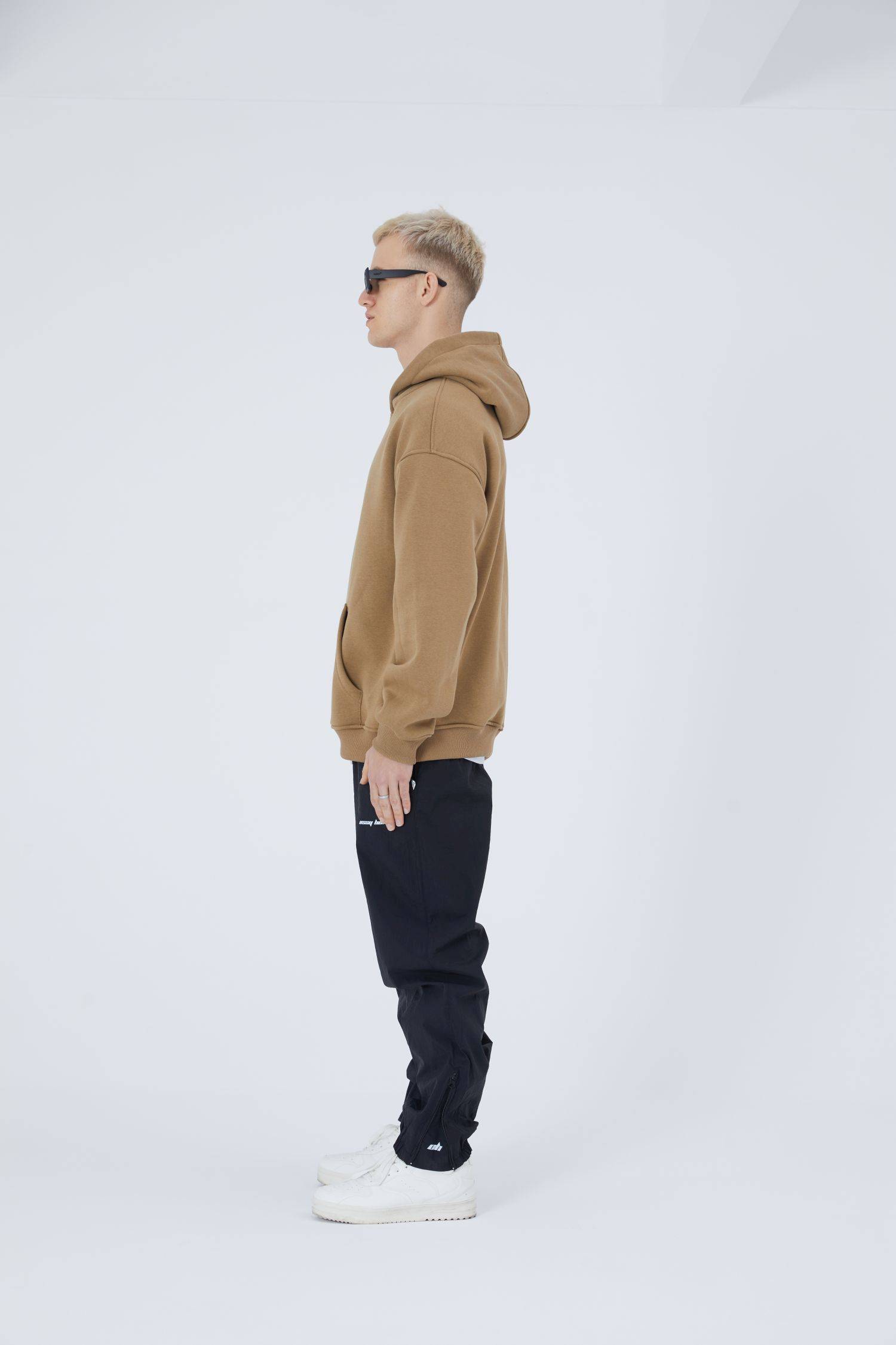 Ossy Homer Oversize Hoodie einfarbig Basic Cotton Premium Herren & Damen Kapuzenpullover Unisex M Cappuccino