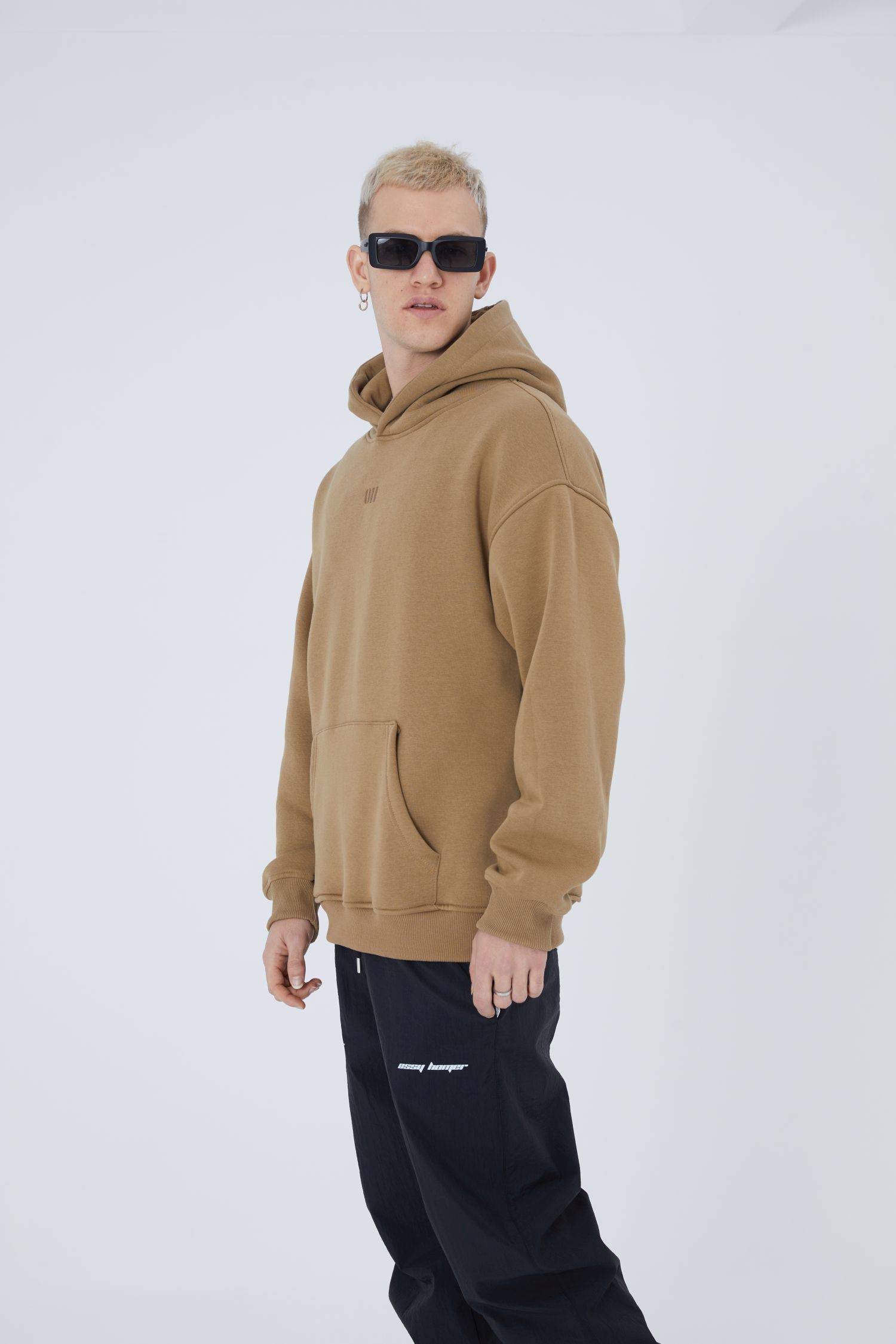 Ossy Homer Oversize Hoodie einfarbig Basic Cotton Premium Herren & Damen Kapuzenpullover Unisex XL Cappuccino