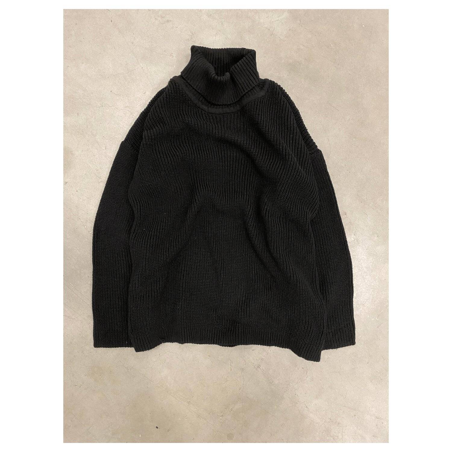 Männer Pullover mit Rollkragen, Drop Shoulder Oversize Fit Herren L Schwarz