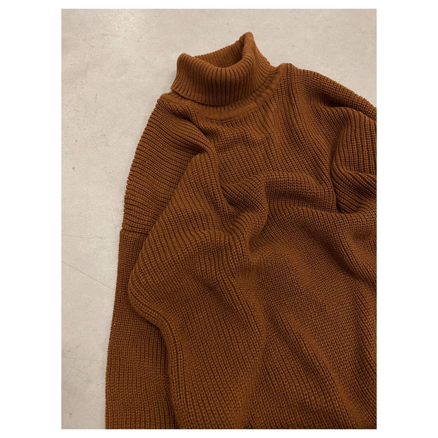 Männer Pullover mit Rollkragen, Drop Shoulder Oversize Fit Herren XL Braun