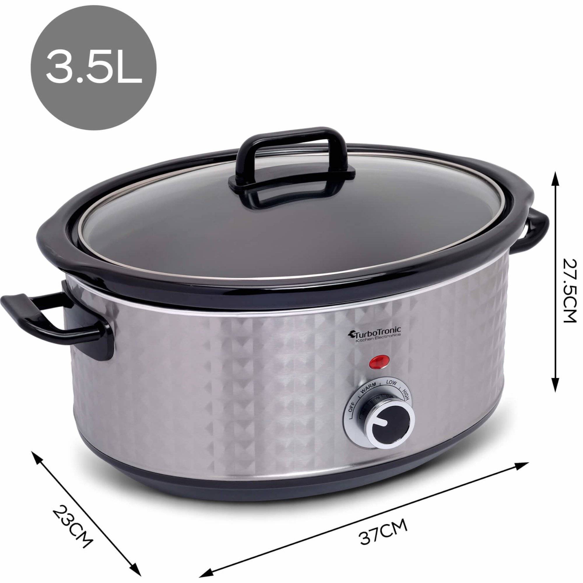 TurboTronic Slowcooker 3,5 Liter Schongarer mit Anbratfunktion & Warmhaltefunktion Langsamkocher Dampfgarer Schmortopf Gartopf Sous Vide Garer