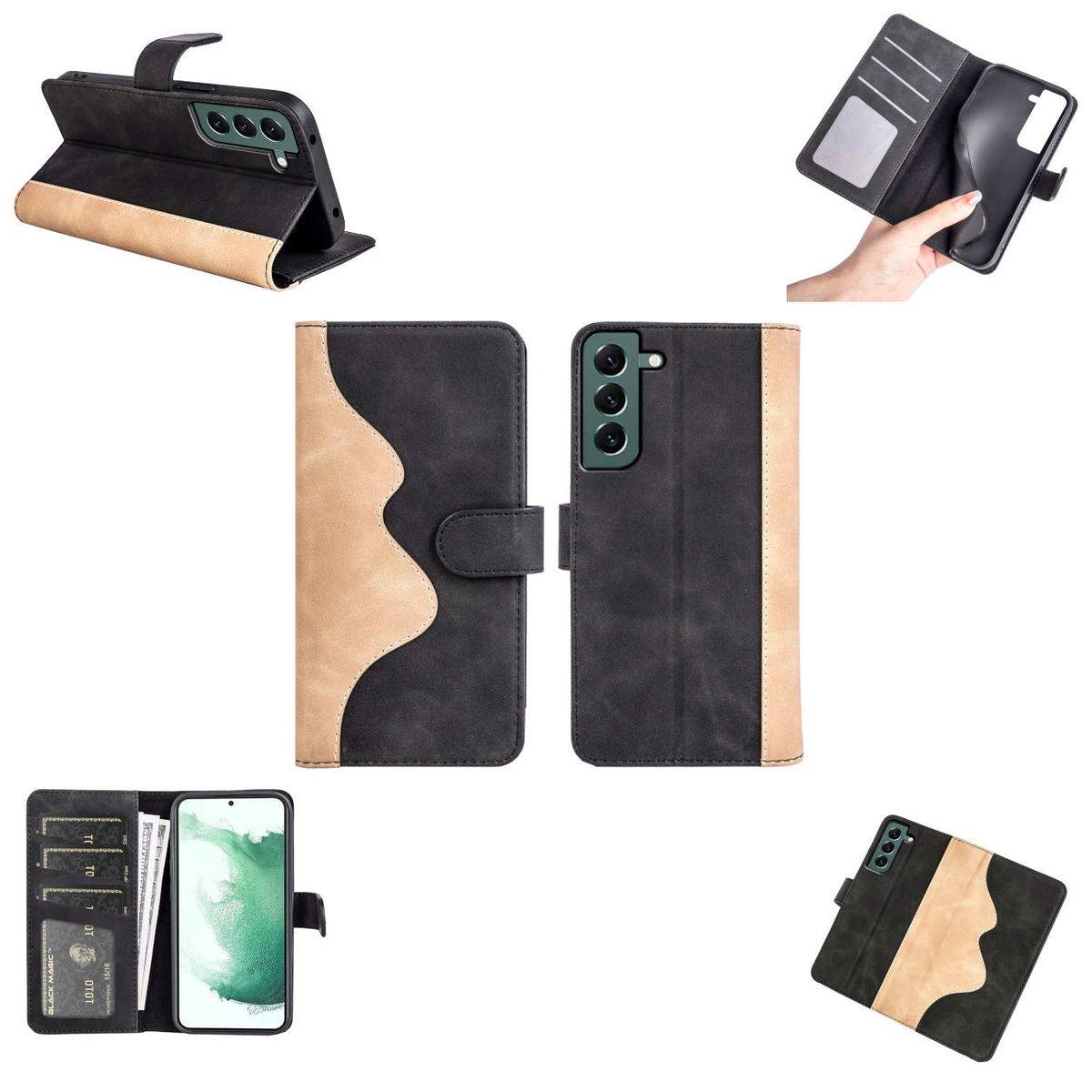 Für Samsung Galaxy S23 Design Handy Tasche Wallet Premium Schwarz Schutz Hülle Case Cover Etuis Neu Zubehör
