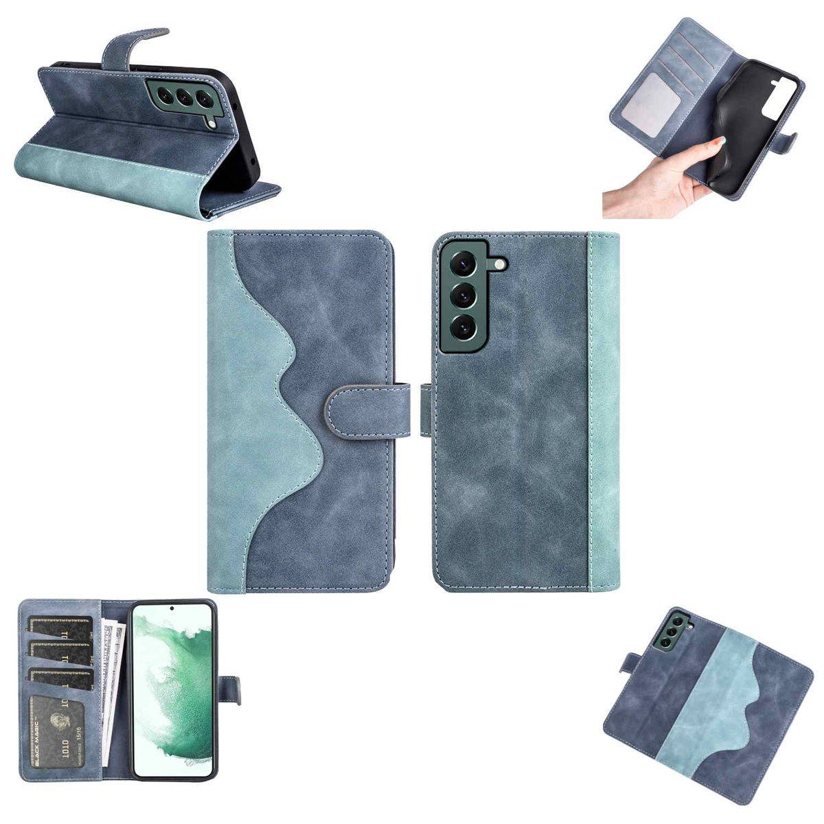 Für Samsung Galaxy S23 Plus Design Handy Tasche Wallet Premium Blau Schutz Hülle Case Cover Etuis Neu Zubehör