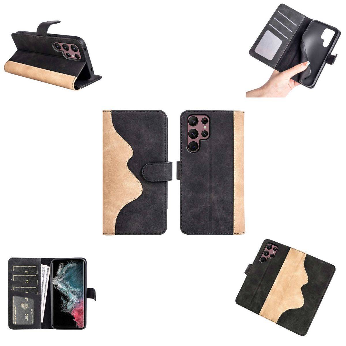 Für Samsung Galaxy S23 Ultra Design Handy Tasche Wallet Premium Schwarz Schutz Hülle Case Cover Etuis Neu Zubehör