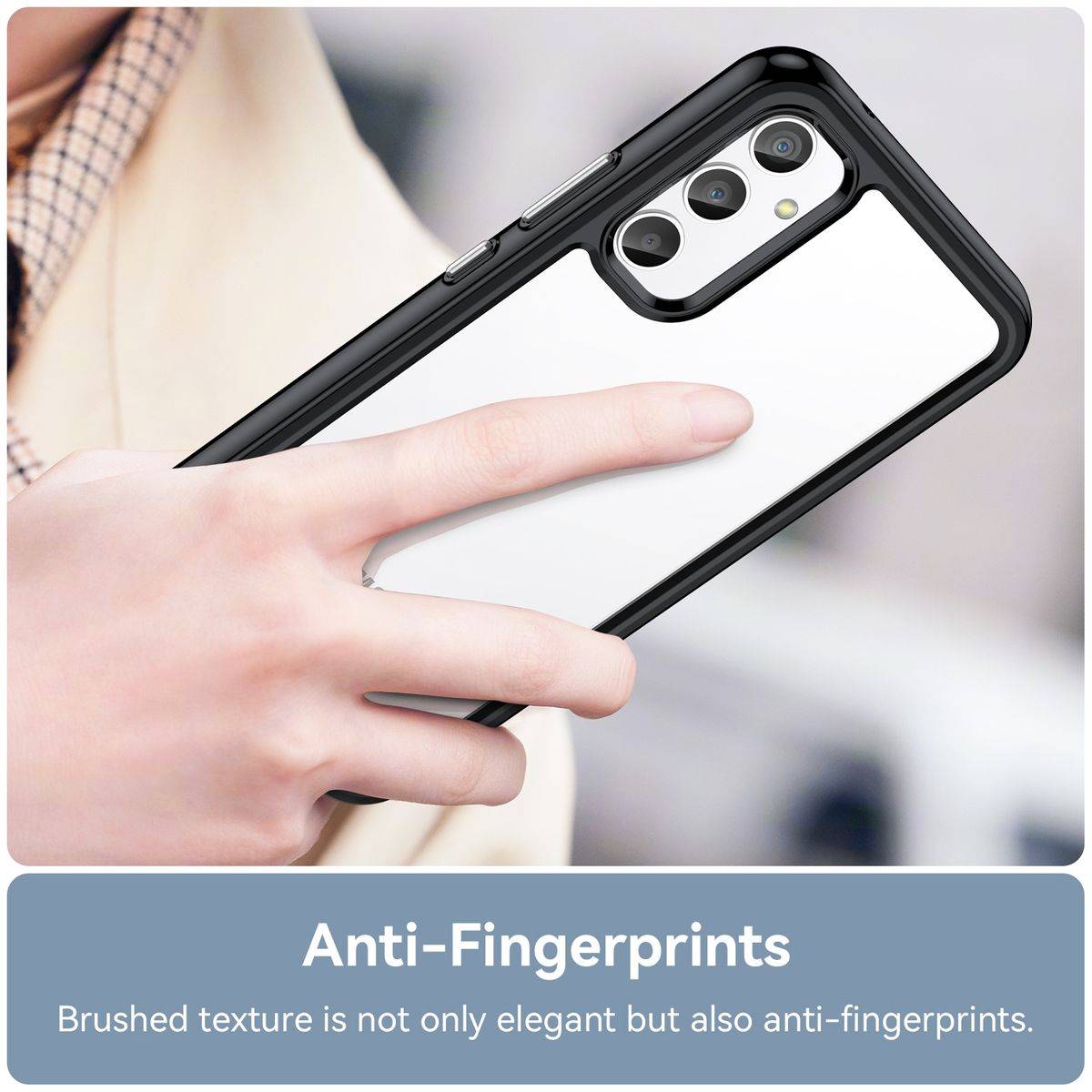 Für Samsung Galaxy A34 5G Design Color Acryl + TPU Cover Handy Tasche Etuis Case Schwarz Neu