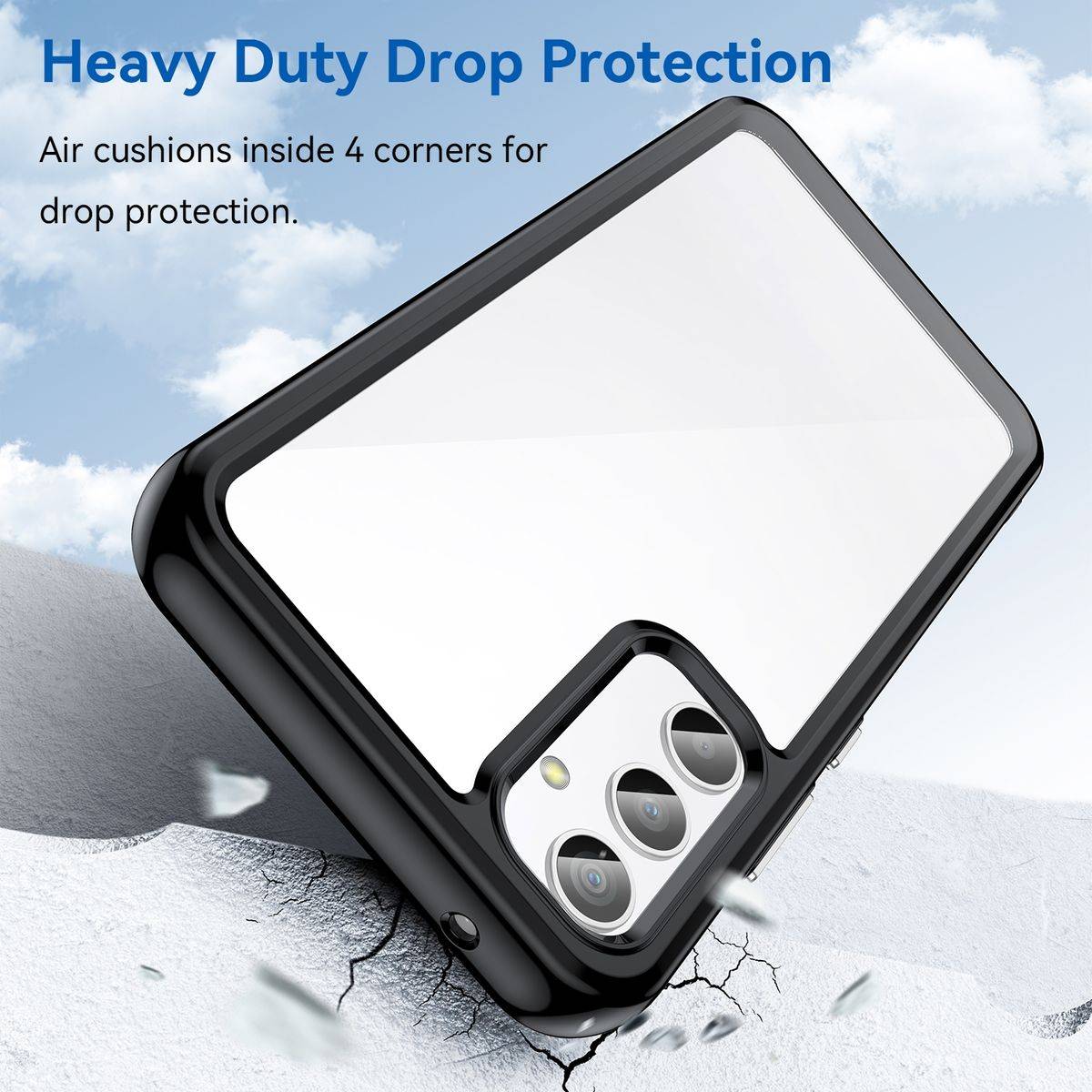 Für Samsung Galaxy A34 5G Design Color Acryl + TPU Cover Handy Tasche Etuis Case Schwarz Neu