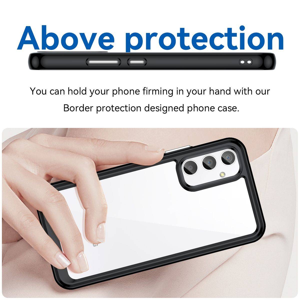 Für Samsung Galaxy A34 5G Design Color Acryl + TPU Cover Handy Tasche Etuis Case Schwarz Neu
