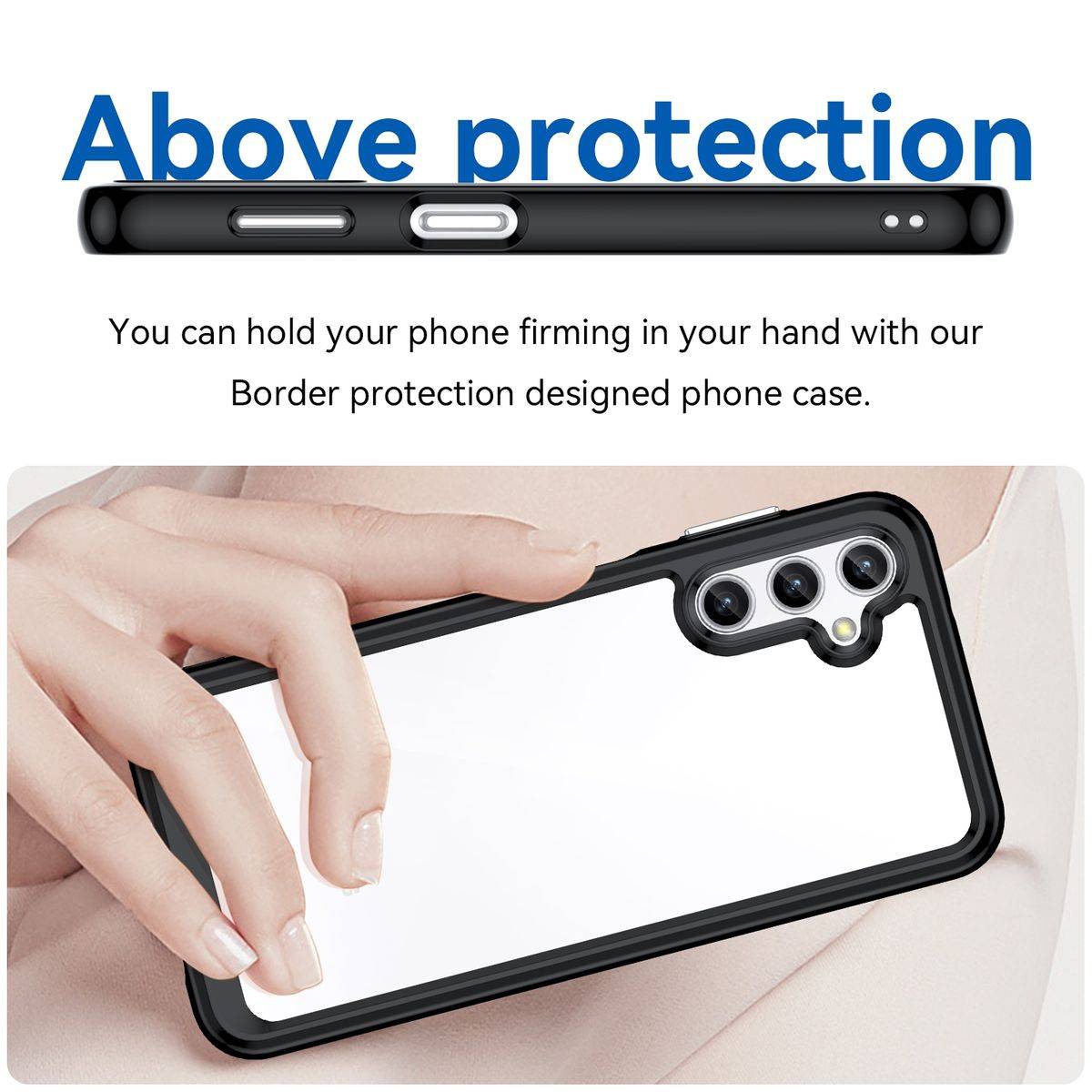 Für Samsung Galaxy A14 5G / 4G Design Color Acryl + TPU Cover Handy Tasche Etuis Case Schwarz Neu