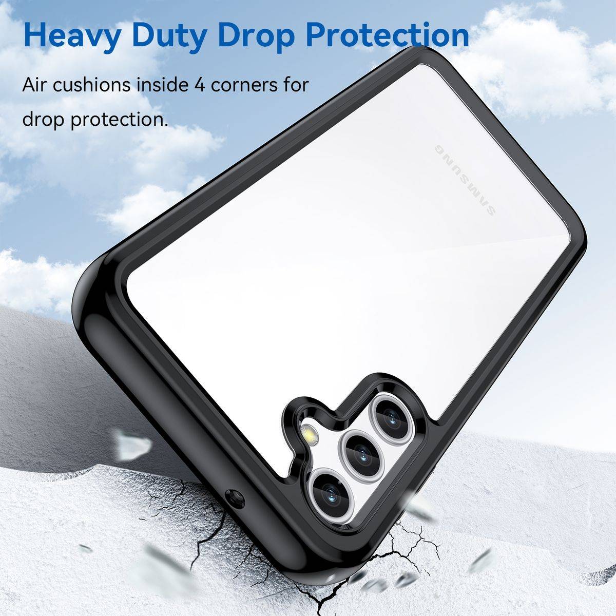 Für Samsung Galaxy A14 5G / 4G Design Color Acryl + TPU Cover Handy Tasche Etuis Case Schwarz Neu