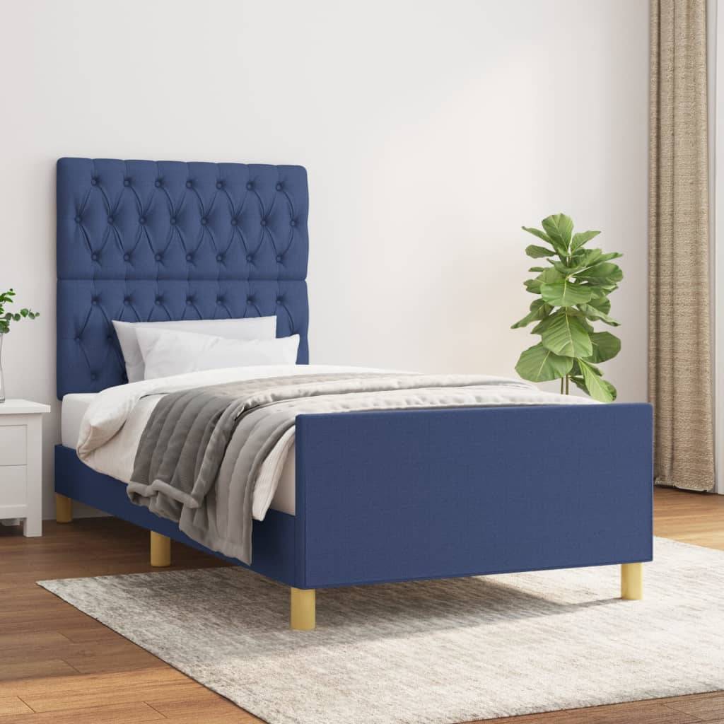 vidaXL Bettgestell ohne Matratze Blau 90x190 cm Stoff