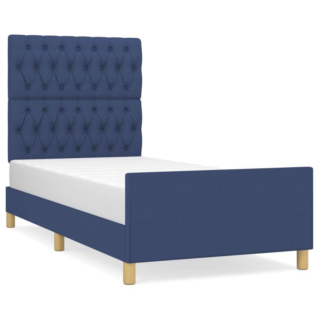 vidaXL Bettgestell ohne Matratze Blau 90x190 cm Stoff