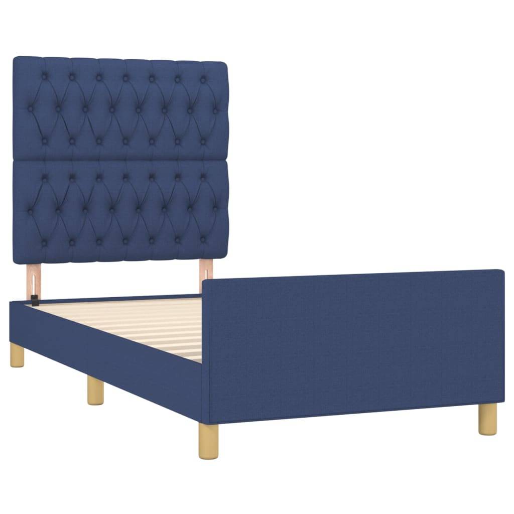 vidaXL Bettgestell ohne Matratze Blau 90x190 cm Stoff