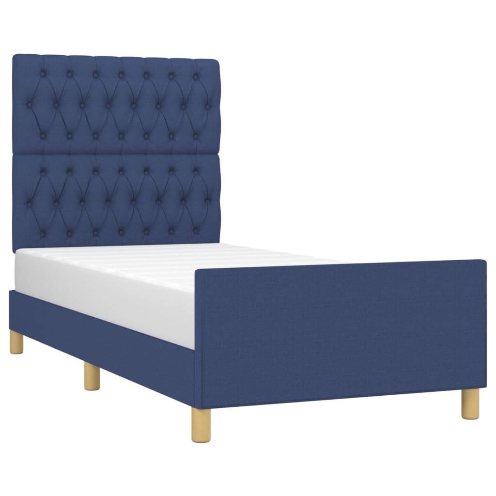 vidaXL Bettgestell ohne Matratze Blau 90x190 cm Stoff