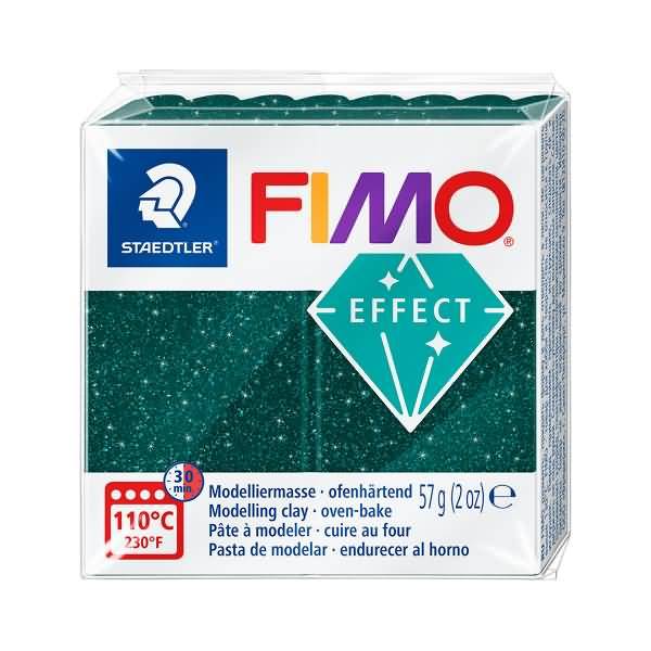 Paket Staedtler FIMO Effect ofenbackbare Modelliermasse, grüner Glitter, 57 g (2 oz), zum Basteln.