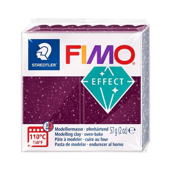 Packung Staedtler FIMO Effect Ofen-Modelliermasse, glitzernd lila, 57 g (2 oz), zum Backen bei 110°C/230°F.