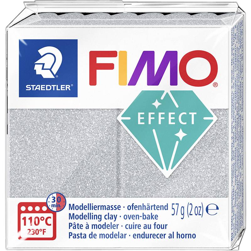 FIMO EFFECT Modelliermasse, ofenhärtend, silber-glitter, 57g