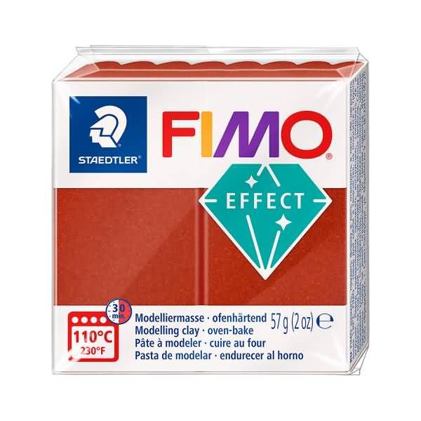 Packung Staedtler FIMO Effect Modelliermasse zum Backen im Ofen, rot, 57 g (2 oz), gekennzeichnet mit 110°C/230°F.