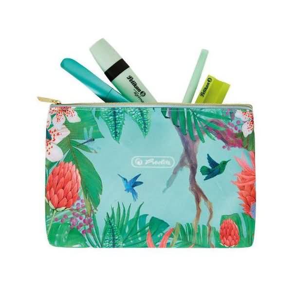 Schüleretui Faulenzer flach Polyester 220x25mm Ladylike Jungle