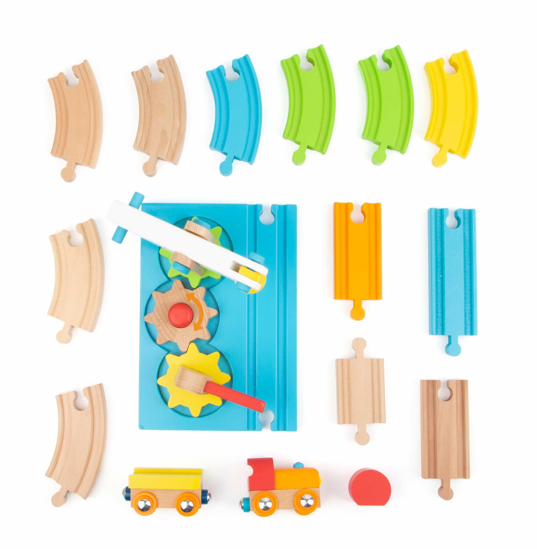 Small Foot Train Set Loading Crane Junior Wood 43 Cm 16-Piece
