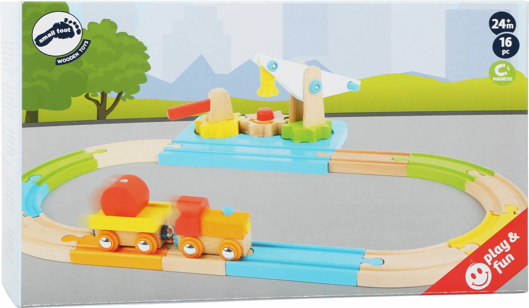Small Foot Train Set Loading Crane Junior Wood 43 Cm 16-Piece