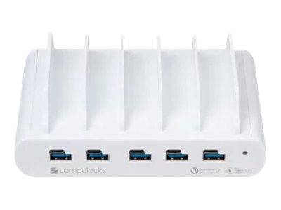 Compulocks 5 Port USB-C and USB-A Charging Dock with UK Plug - Ladestation - 10 Ausgabeanschlussstellen (USB, 24 pin USB