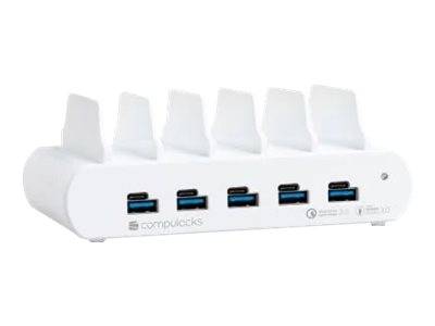 Compulocks 5 Port USB-C and USB-A Charging Dock with UK Plug - Ladestation - 10 Ausgabeanschlussstellen (USB, 24 pin USB
