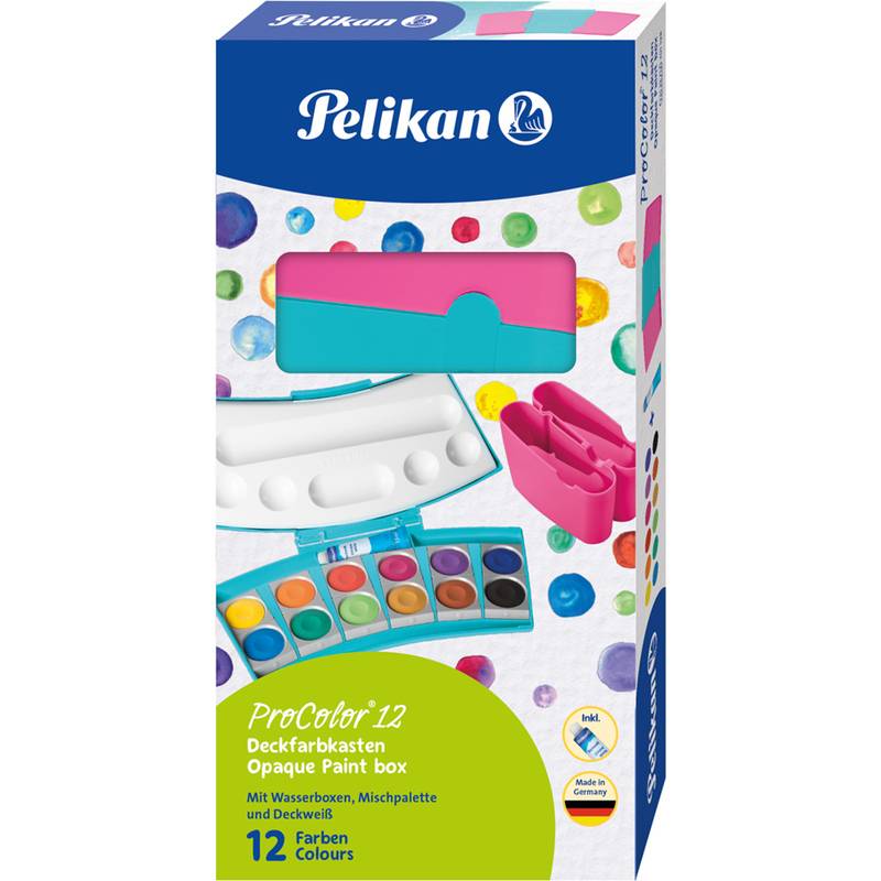 Pelikan Deckfarbkasten ProColor 735, 12 Farben, türkis/pink