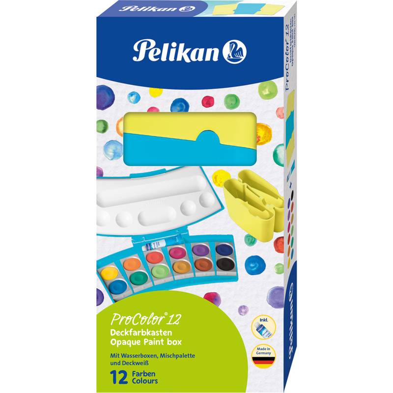 Pelikan Deckfarbkasten ProColor 735, 12 Farben, türkis/gelb