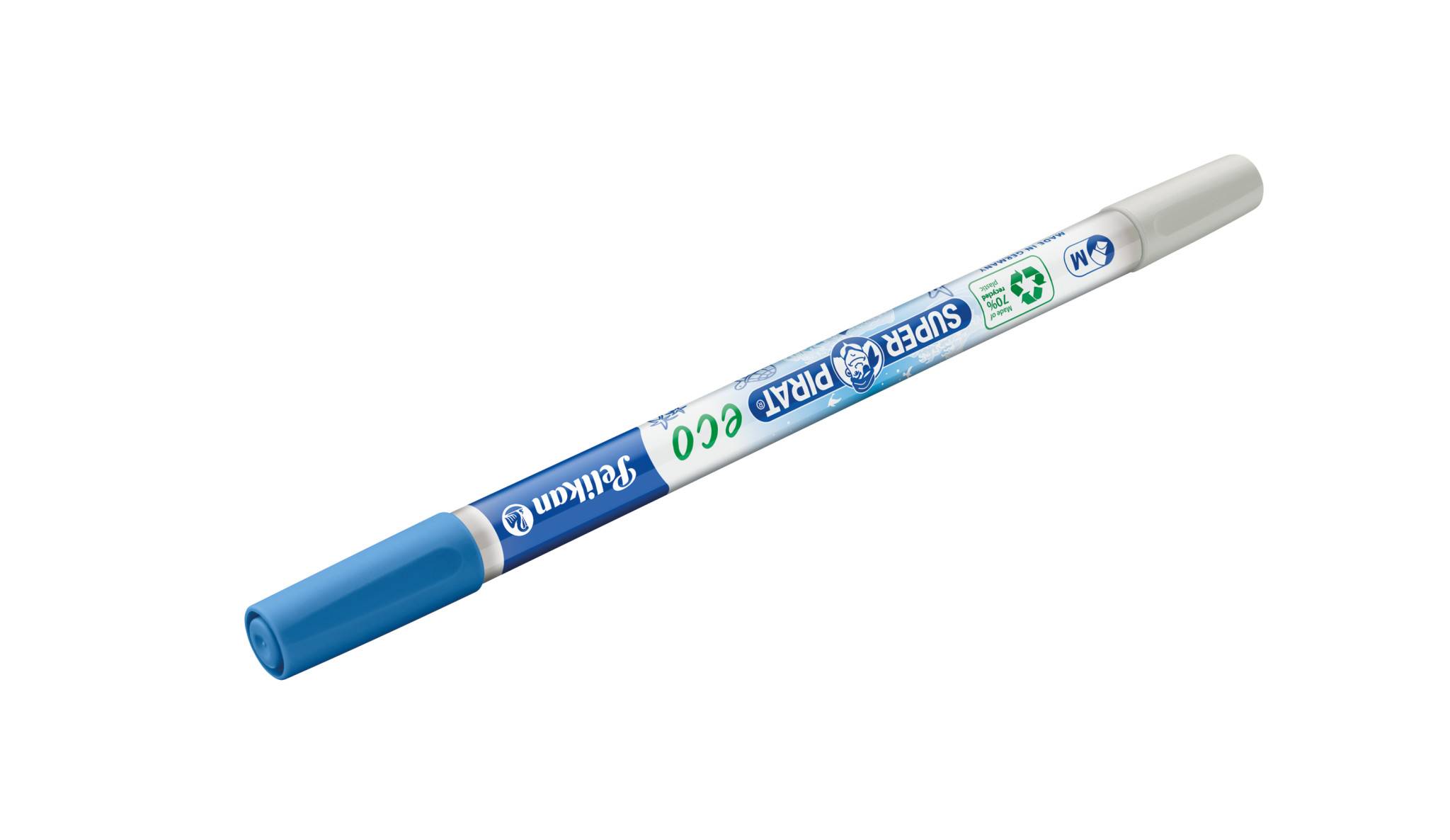 Blau-weißer Whiteboard-Marker mit Kappe, mit der Aufschrift „SUPER PIXEL 60