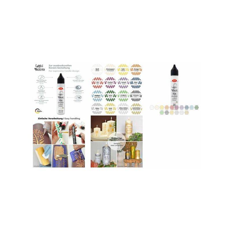 ViVA DECOR Candle Wachs Pen, 28 ml, silber