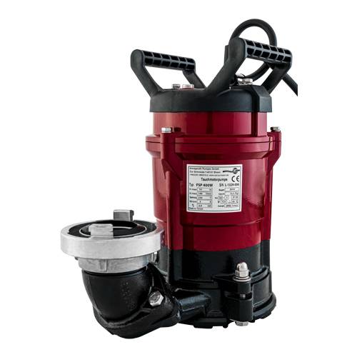 SPT PUMPEN FSP 400 W - Flachsauger-Tauchmotorpumpe mit Handgriff (0,37 kW | 230V / 50 Hz | 120 L/min Fördermenge | 12m