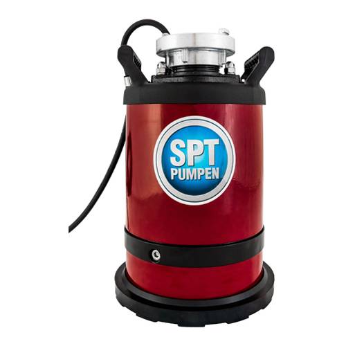 SPT PUMPEN SPR 370 W - Flachsauger-Tauchmotorpumpe (0,37 kW | 230V / 50 Hz | 230 L/min Fördermenge | 11m Förderhöhe)