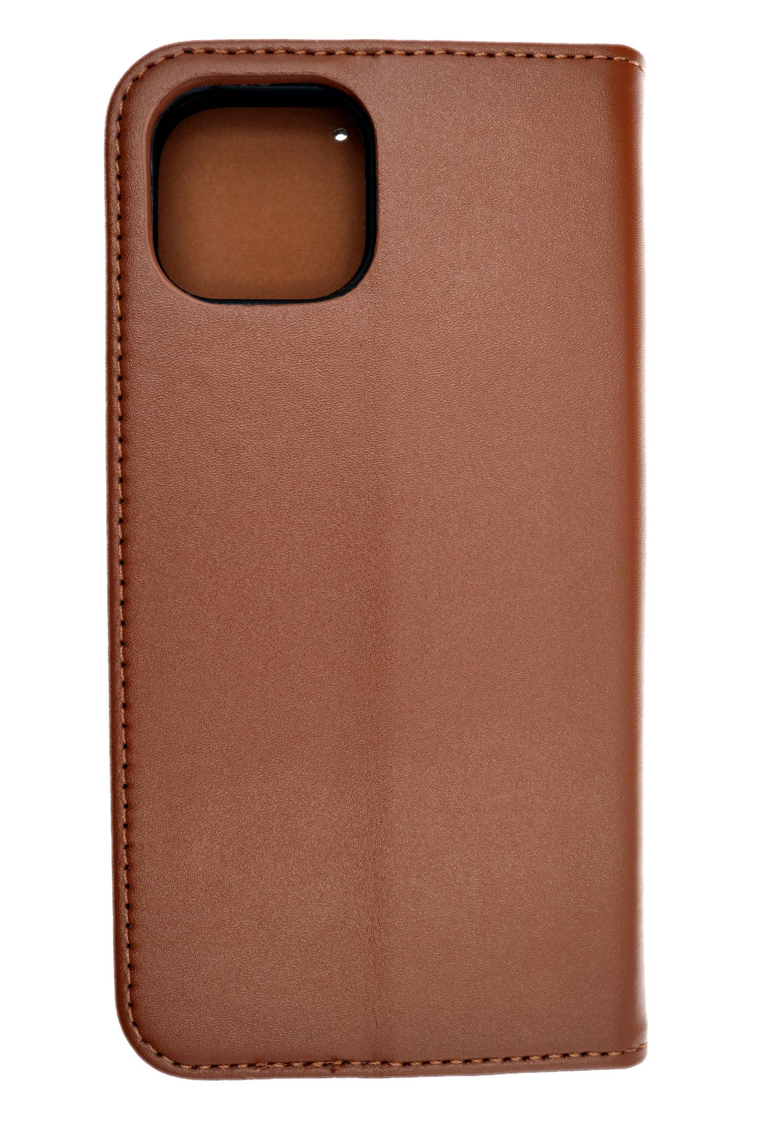 JAMCOVER Echtleder Cover Braun für Apple iPhone 13 - Schutzhülle, Handytasche im Buchformat