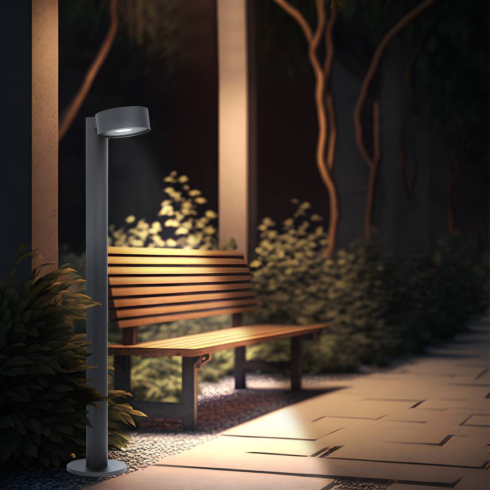 Wegeleuchten schwarz LED Wegeleuchte Außen Pollerleuchte Außen, IP44 Wetterfest, Metall schwarz, 1x LED 6W 500Lm 3000K, LxBxH 14x22x82cm