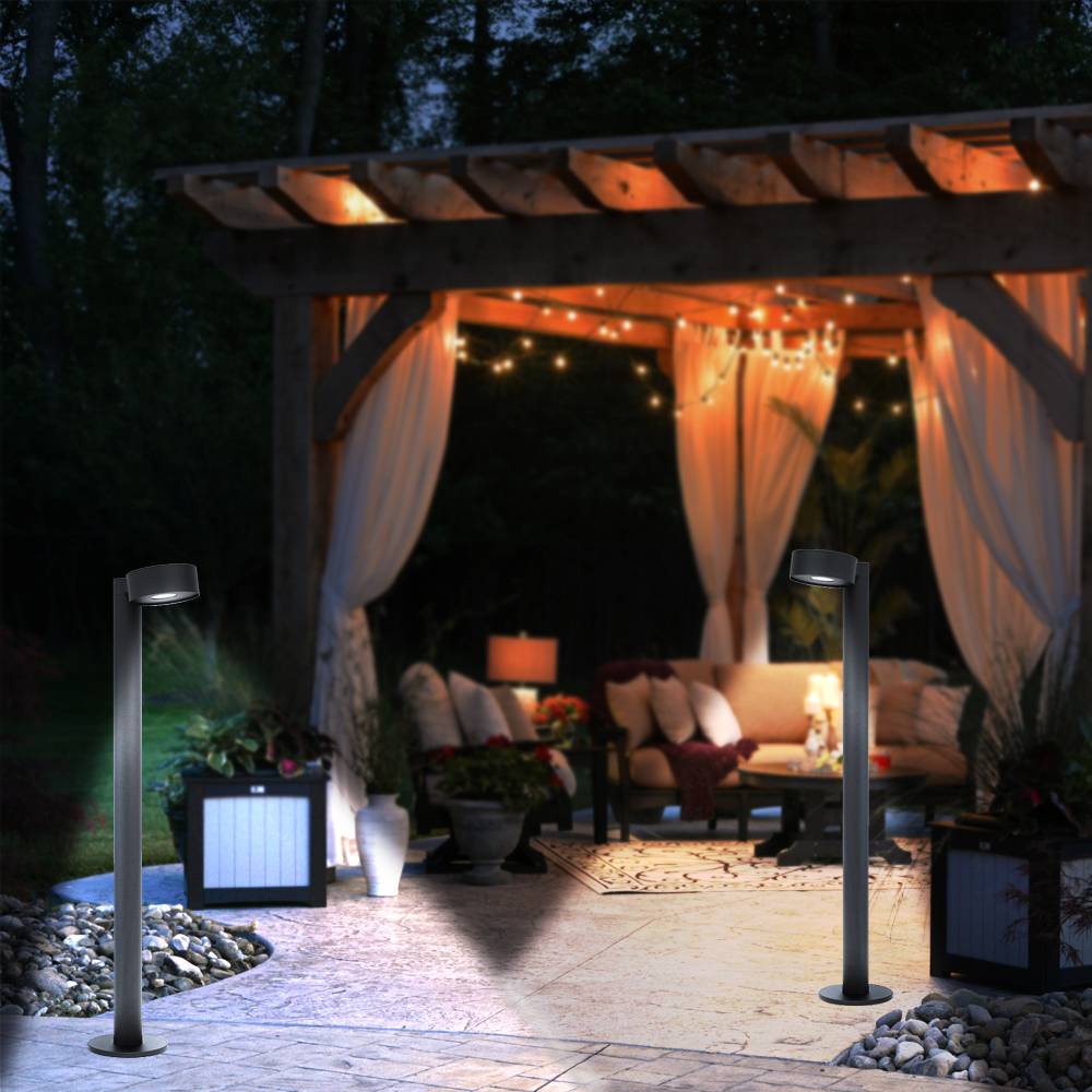 Wegeleuchten schwarz LED Wegeleuchte Außen Pollerleuchte Außen, IP44 Wetterfest, Metall schwarz, 1x LED 6W 500Lm 3000K, LxBxH 14x22x82cm