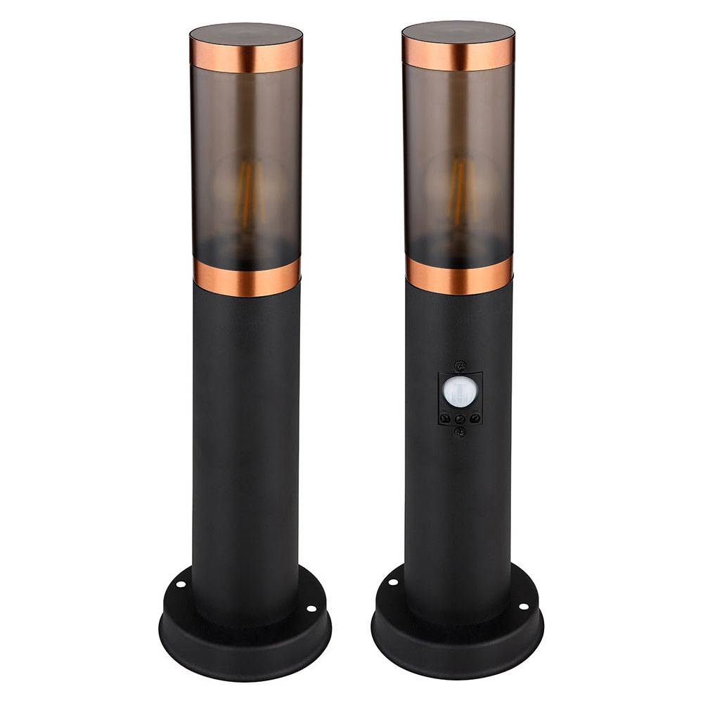 Sockelleuchte LED Wegelampe Außenstehlampe mit Bewegungsmelder, App Steuerung CCT, RGB Farbwechsel, Edelstahl, Smart 8,5W 806lm, DxH 7,6x45 cm, 2er