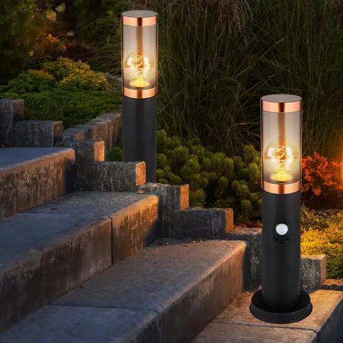 Sockelleuchte Standleuchte Außenbeleuchtung rauch Kupfer Außen mit Bewegungsmelder Garten Stehlampe, Edelstahl Kunststoff, 1x E27, DxH 7,6x45 cm, 2e Sockelleuchte Standleuchte Außenbeleuchtung rauch Kupfer Außen mit Bewegungsmelder Garten Stehlampe, Edelstahl Kunststoff, 1x E27, DxH 7,6x45 cm, 2e