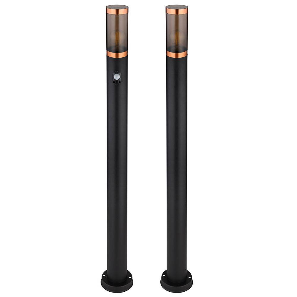 Standleuchte Außenbeleuchtung Stehleuchte rauch Kupfer Außen mit Bewegungsmelder Garten Edelstahl, Kunststoff, 1x E27, DxH 7,6x110 cm, 2er Set