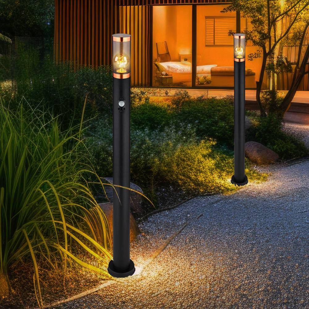 Standleuchte dimmbar LED Stehleuchte Außen mit Bewegungsmelder Garten Edelstahl rauch kupfer schwarz, App-Steuerung, Smart RGB LED 10W 806lm, DxH