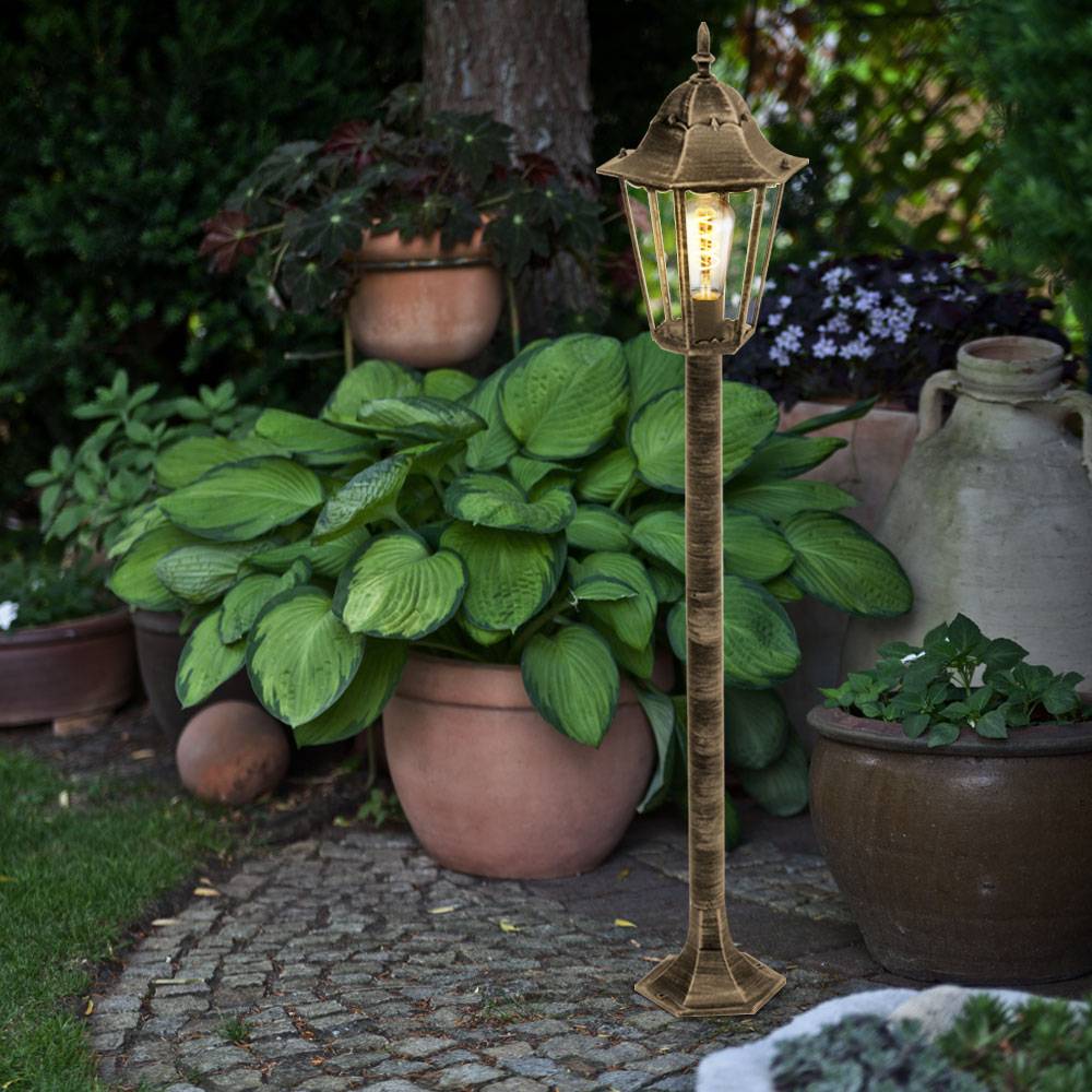 Gartenlaterne für Draußen Strom Außenstehlampe für Garten Terrassenlampen Außen stehend, Alu-Druckguss bronze, 1x E27, DxH 23,5x120 cm