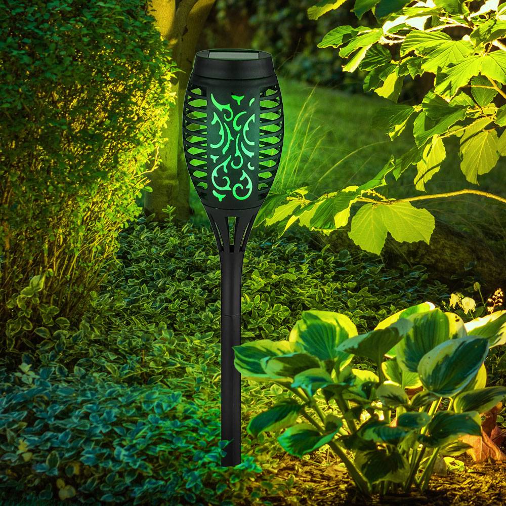 Solarleuchte Erdspieß Feuereffekt Solarlampen für Außen Farbwechsel Solar Außenbeleuchtung Garten, Stanzungen, 8x RGB LED, DxH 7,5x50,5 cm