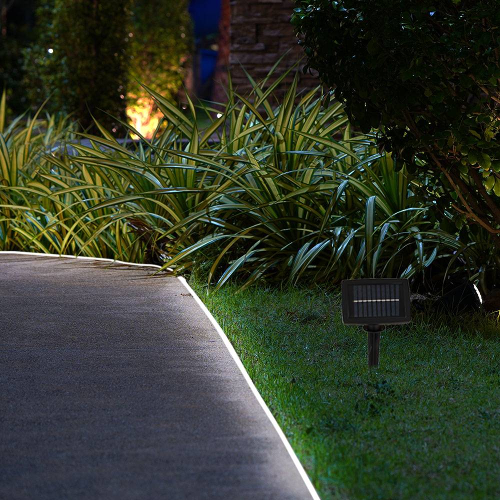 LED Lichterkette Solar Solarlichterkette mit Erdspieß Steckleuchte LED Stripe Garten, schwarz, Schalter, Akku, 6500K, L 300 cm