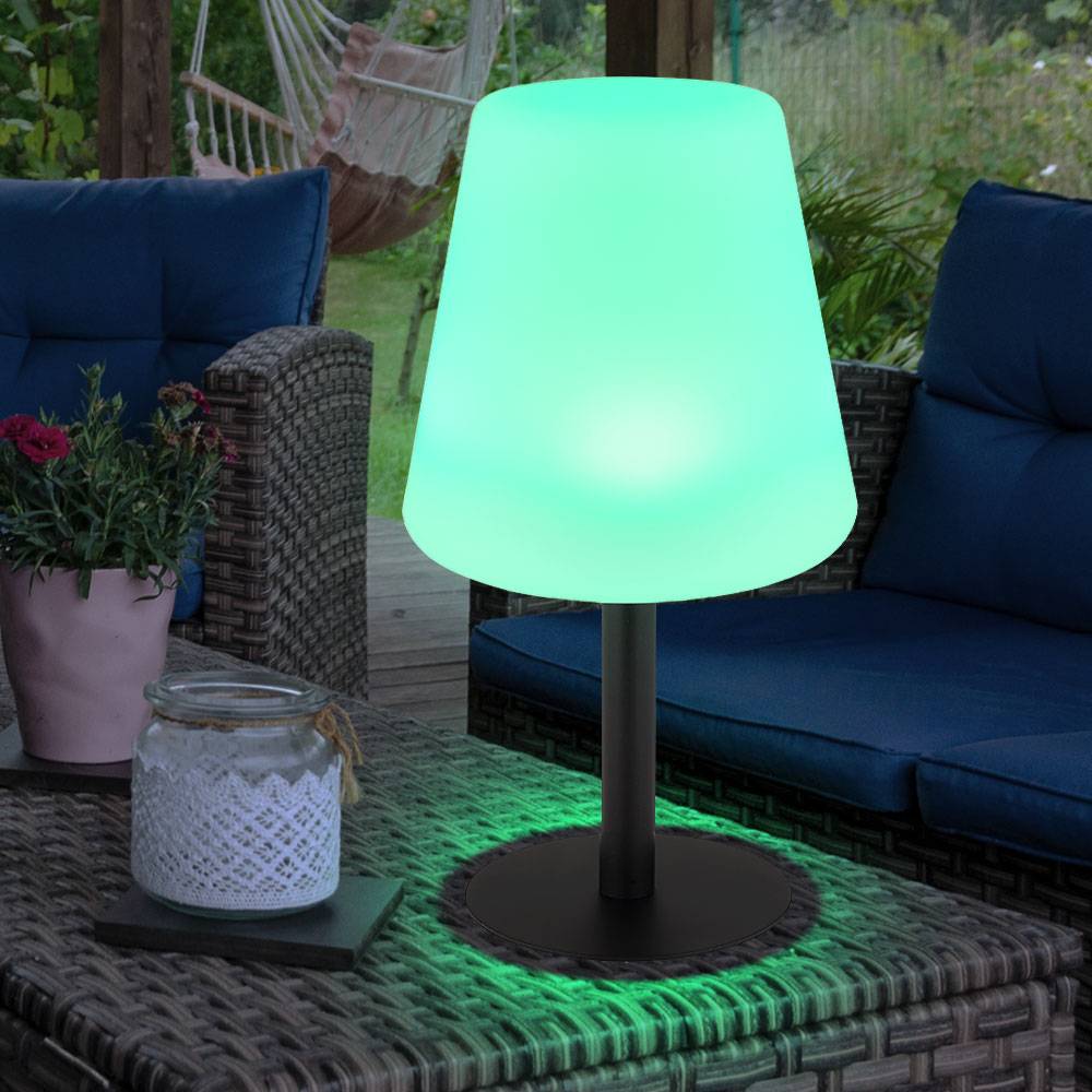 Solarlampen für Außen Tisch Solar Tischleuchte Balkon LED Solar Tischlampe mit RGB Farbwechsel, Stufenschalter, Farben fixierbar, DxH 15 x 30 cm